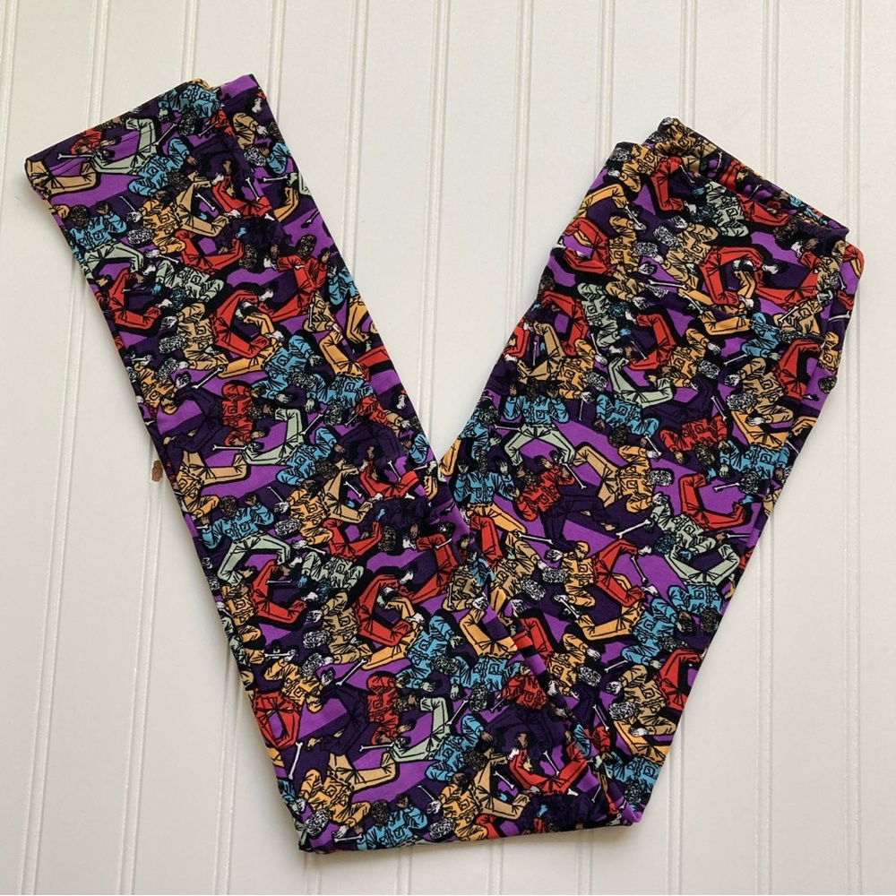 NWT LuLaRoe OS leggings Halloween purple dancing wolf man one size werewolf